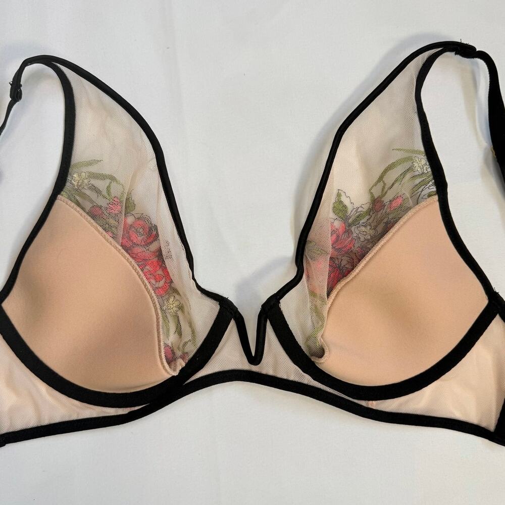 Victoria’s Secret Very Sexy Bra 36C Unlined Plunge + Sheer Embroidered Set M NWT - Picture 6 of 13